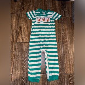 Smocked boy Christmas romper